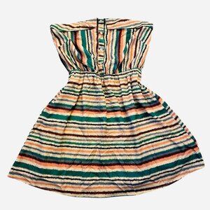 and green striped strapless